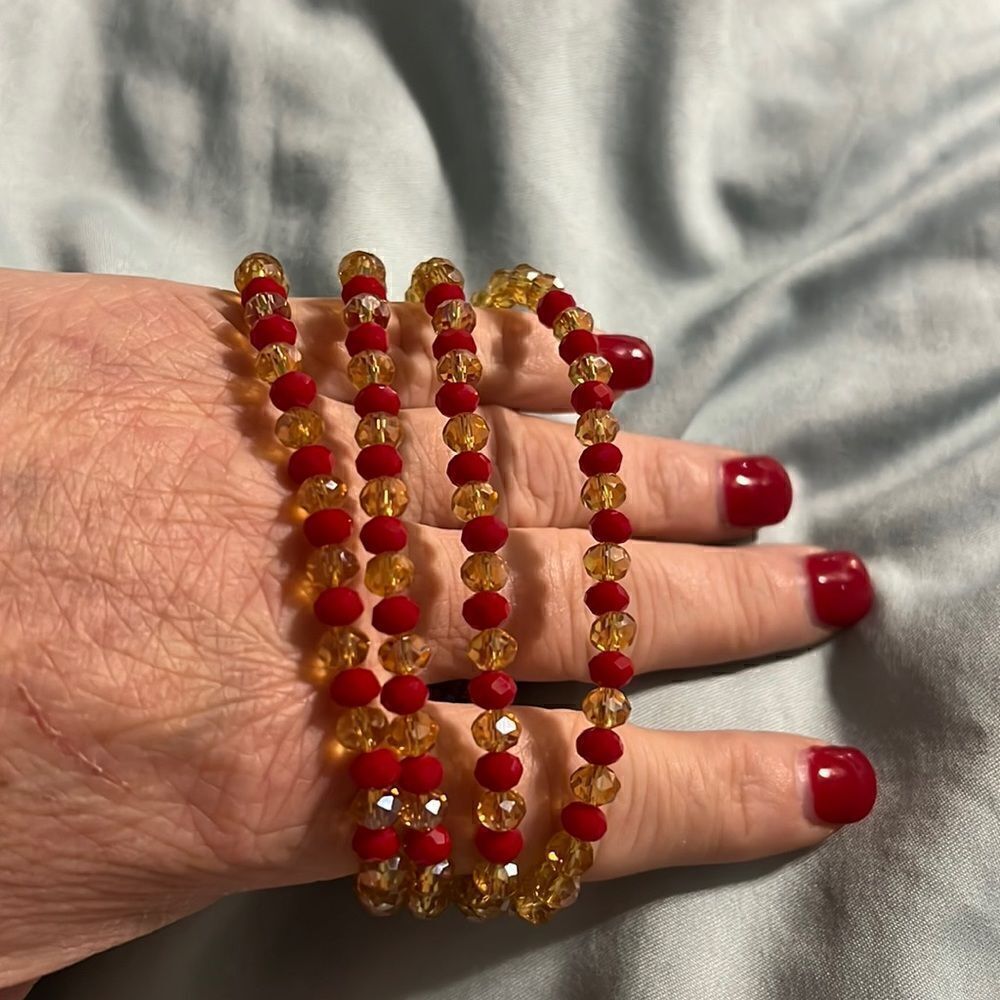 Red and Yellow 4 Strand Bracelet